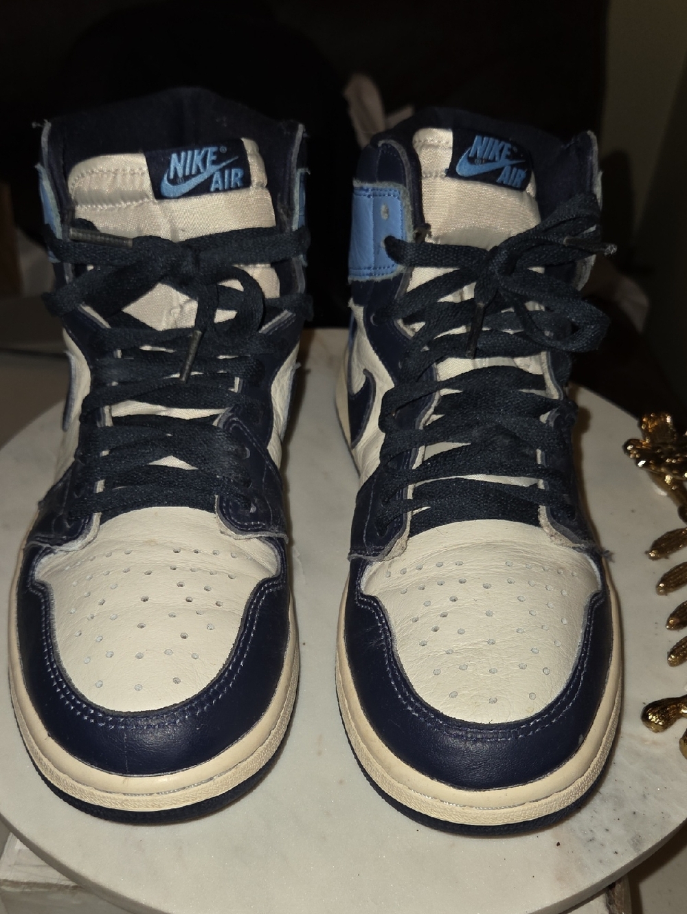 USED Nike Air Jordan 1 Retro High Og Gs Obsidian UNC GS Siez 10